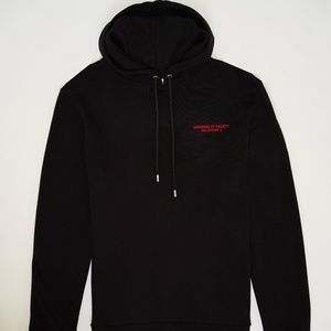Everyday Black Hoodie with red logo embroidery